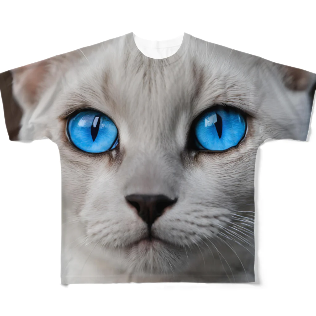 ソラトラの青目の猫 All-Over Print T-Shirt