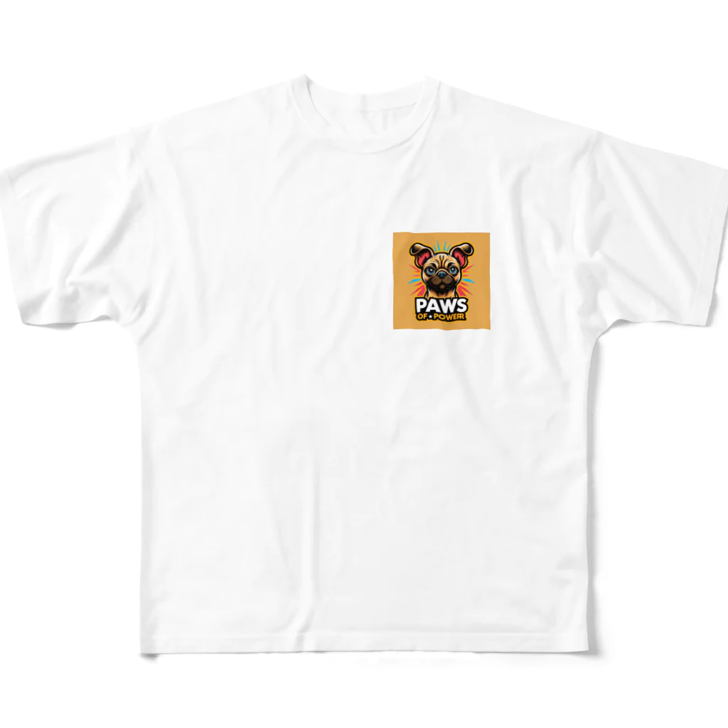 Urban pawsのパグチワワ「Paws of Power」 フルグラフィックTシャツ