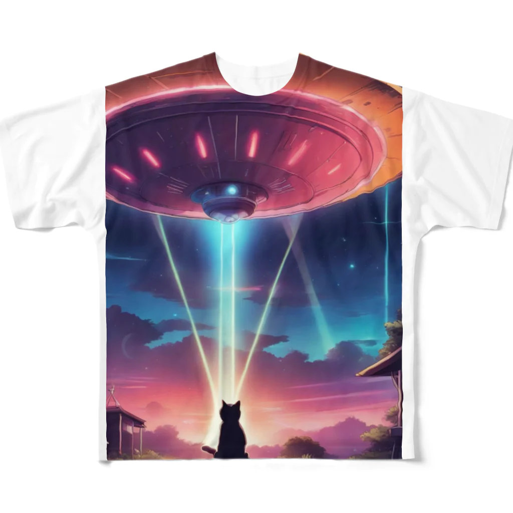 ParadigmStar　パラダイムスターのUFOに遭遇!? 不思議な猫のキャトルミューティレーション！👽🐱✨ All-Over Print T-Shirt