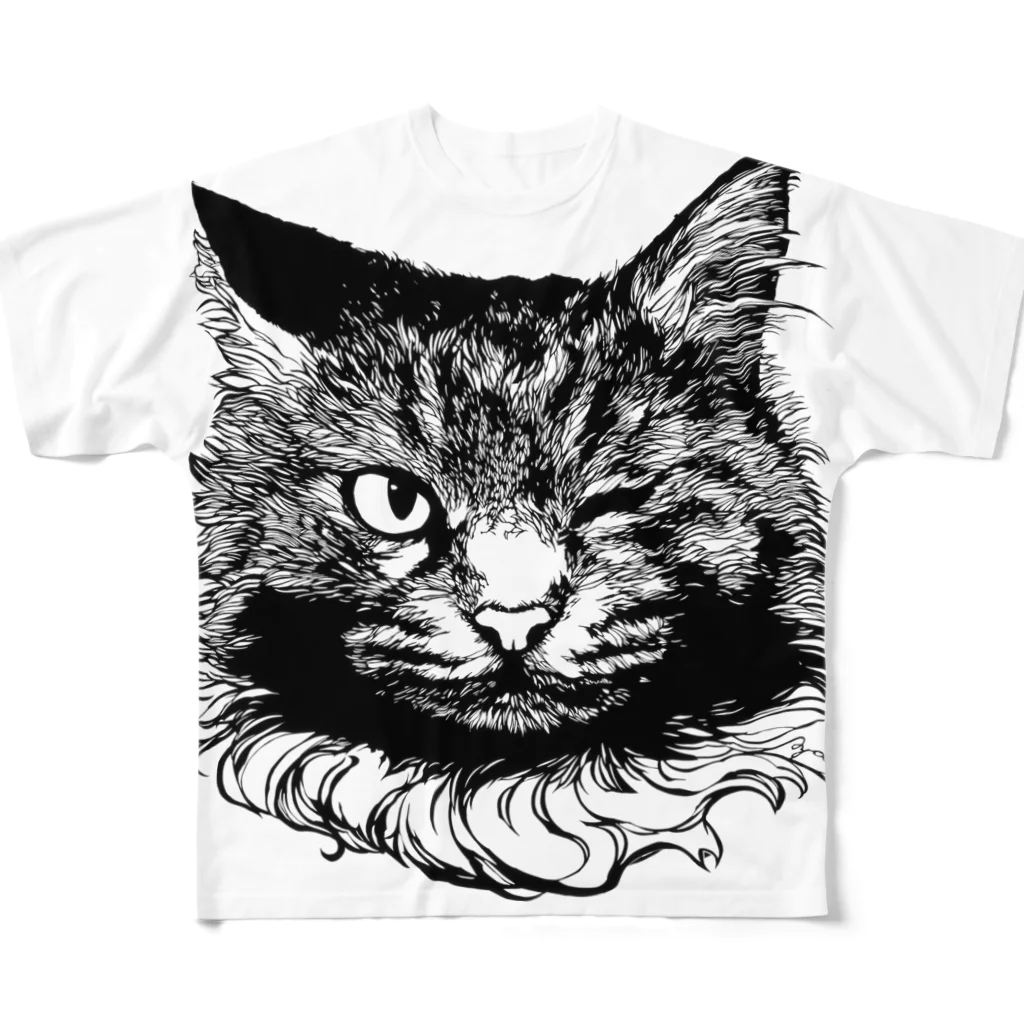 魚谷 彩の猫のポーちゃん All-Over Print T-Shirt