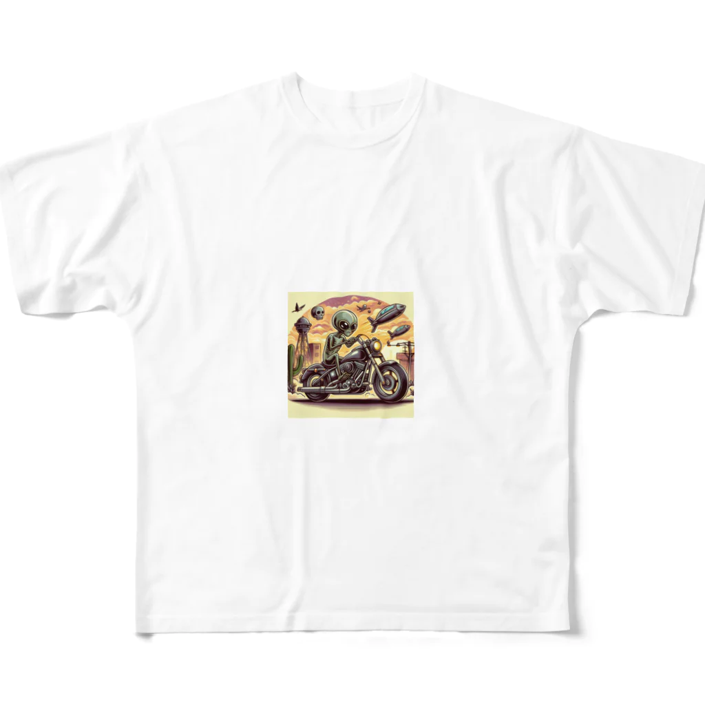 おふざけのバイク宇宙人 All-Over Print T-Shirt