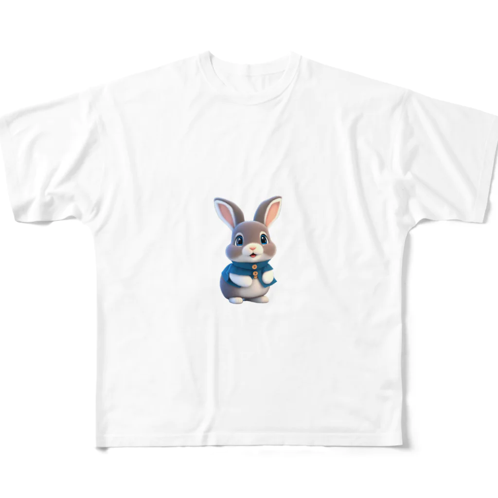 ぱんだまんの３Dウサギ フルグラフィックTシャツ