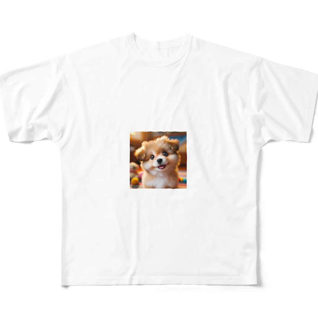 nick613の愛らしい小型犬が微笑みながらカメラに向かっている All-Over Print T-Shirt