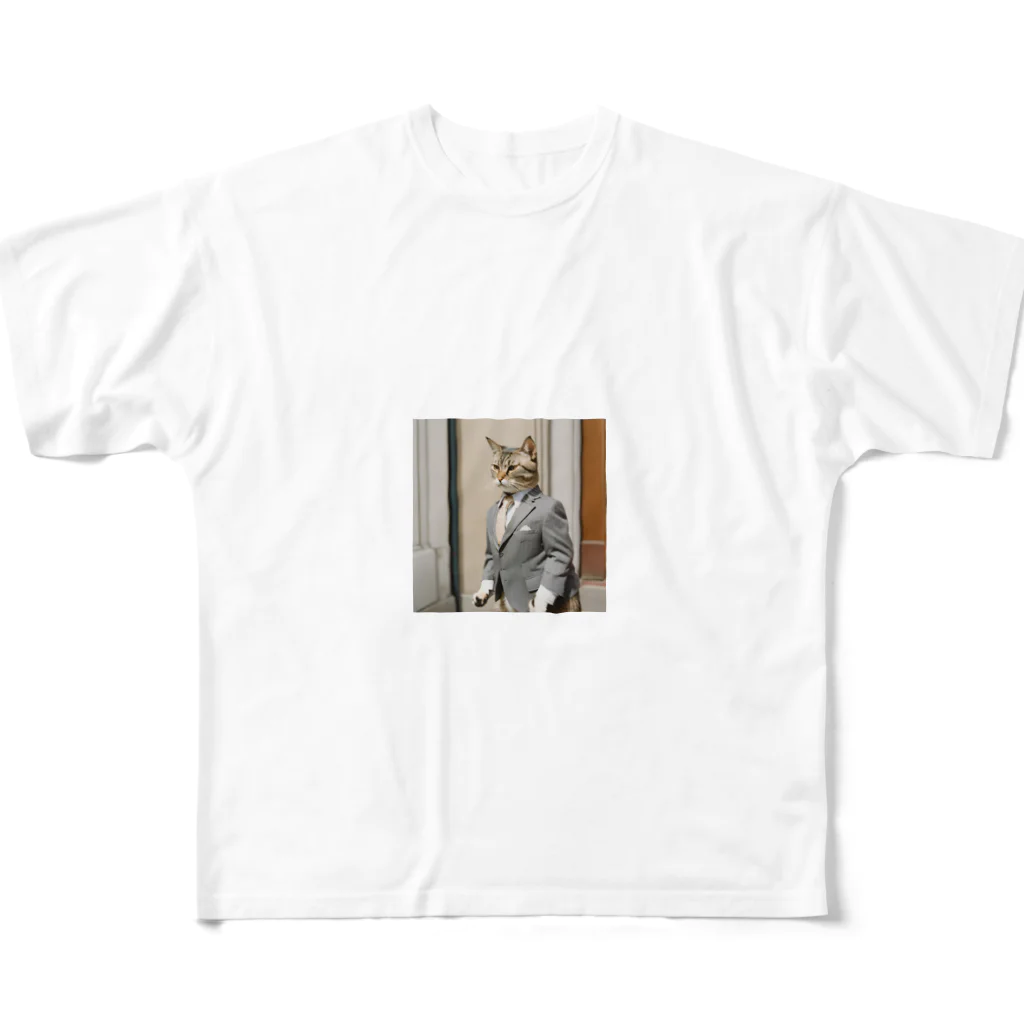 Hello_bananaのスーツねこ All-Over Print T-Shirt