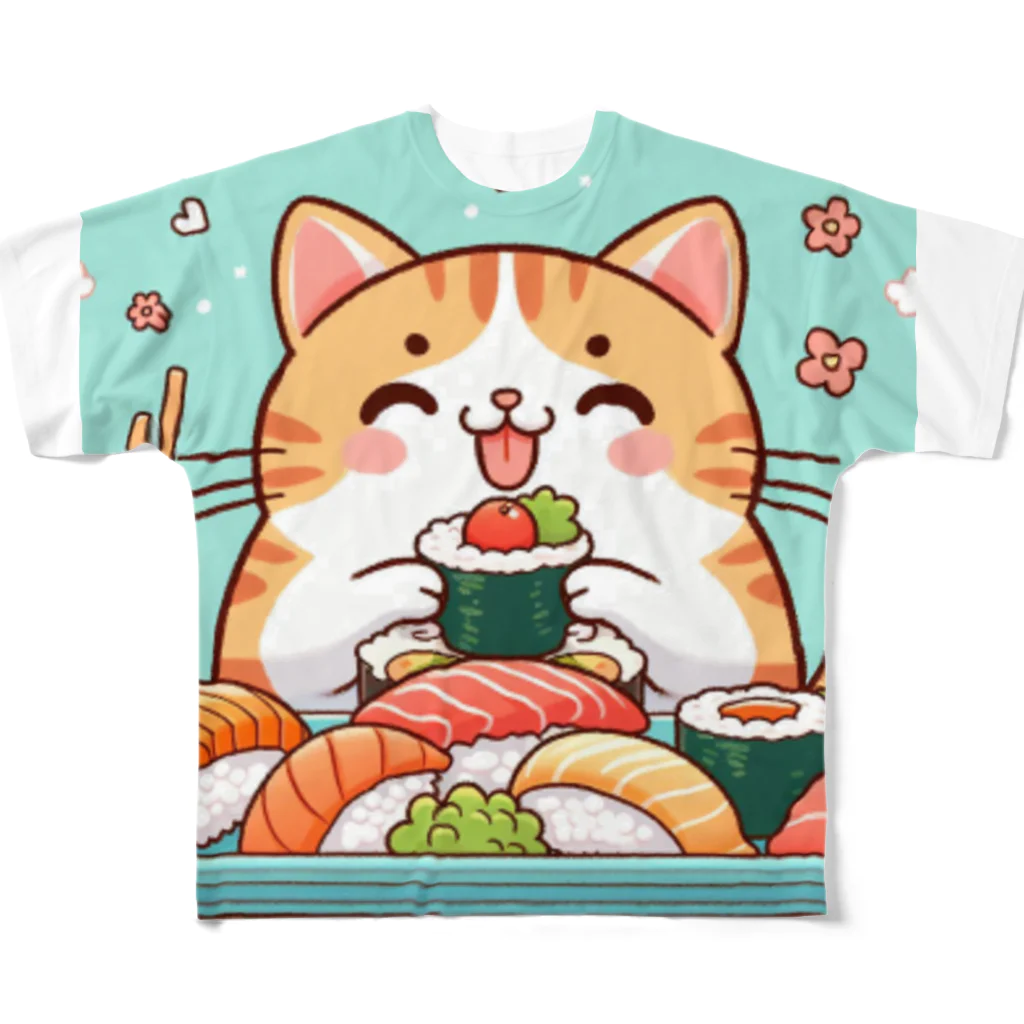 zuuu-の☆す☆し☆ね☆こ☆ フルグラフィックTシャツ