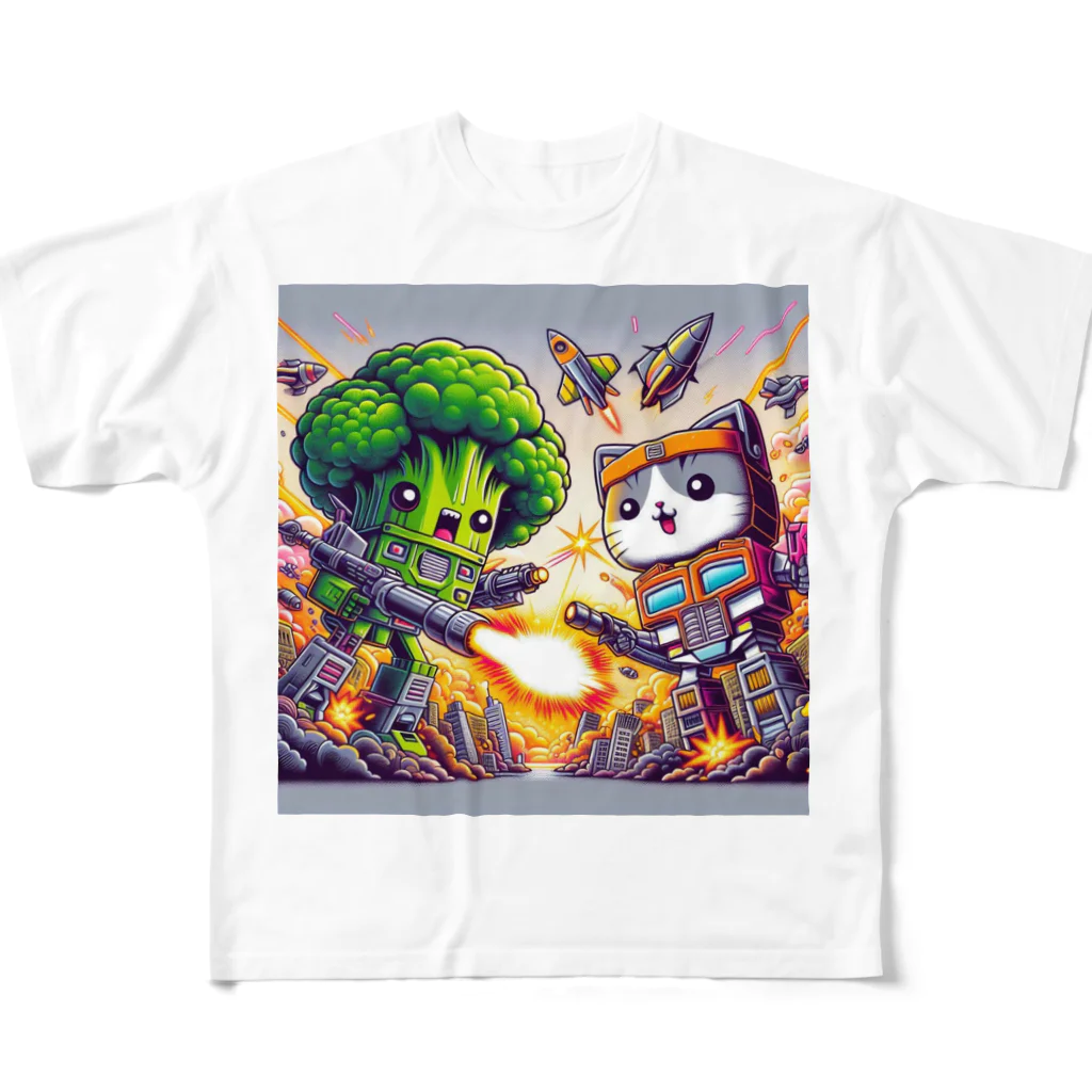 monpinのtorannsufo-mu　ぶろっこにゃん All-Over Print T-Shirt