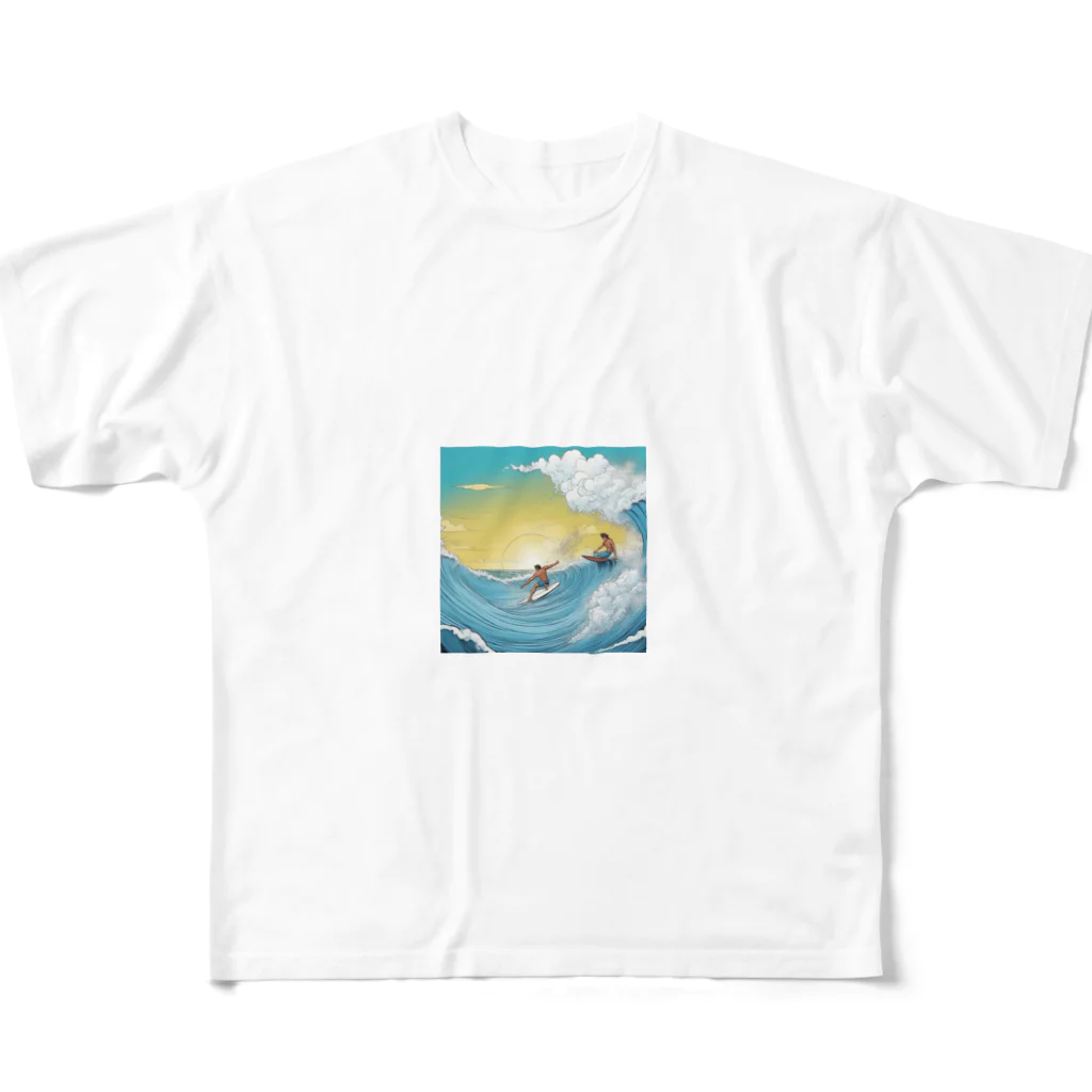 どうぶつやのハワイ　サーフィン All-Over Print T-Shirt