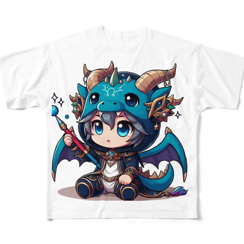 可愛らしいドラゴンのイラストグッズ店の可愛いドラゴンのマスコット All-Over Print T-Shirt