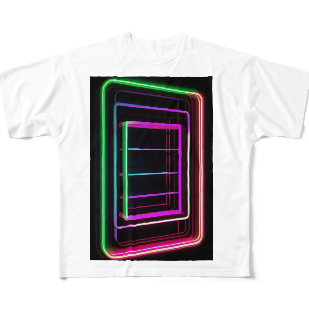 Association Against Mirroring SelfiesのAbstract_Neonsign フルグラフィックTシャツ