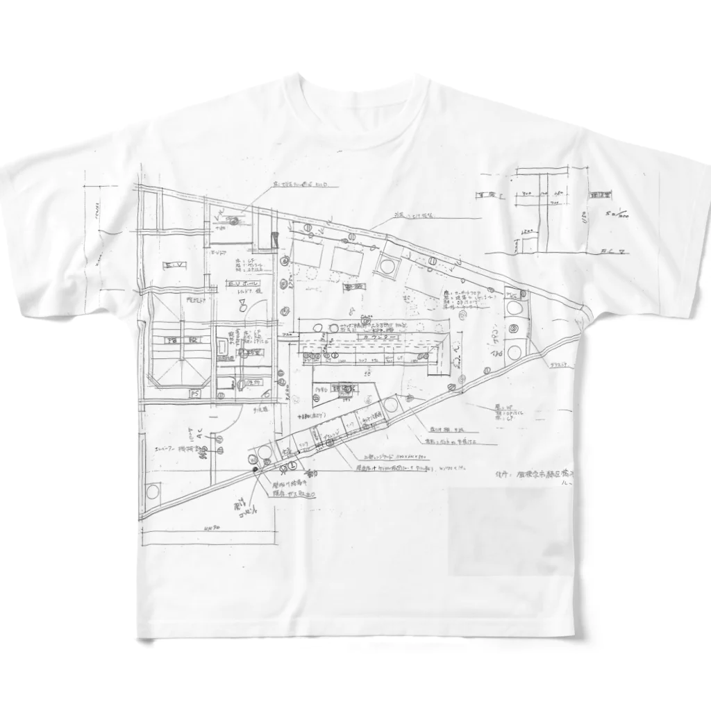 nawonkoのBARの見取り図 フルグラフィックTシャツ