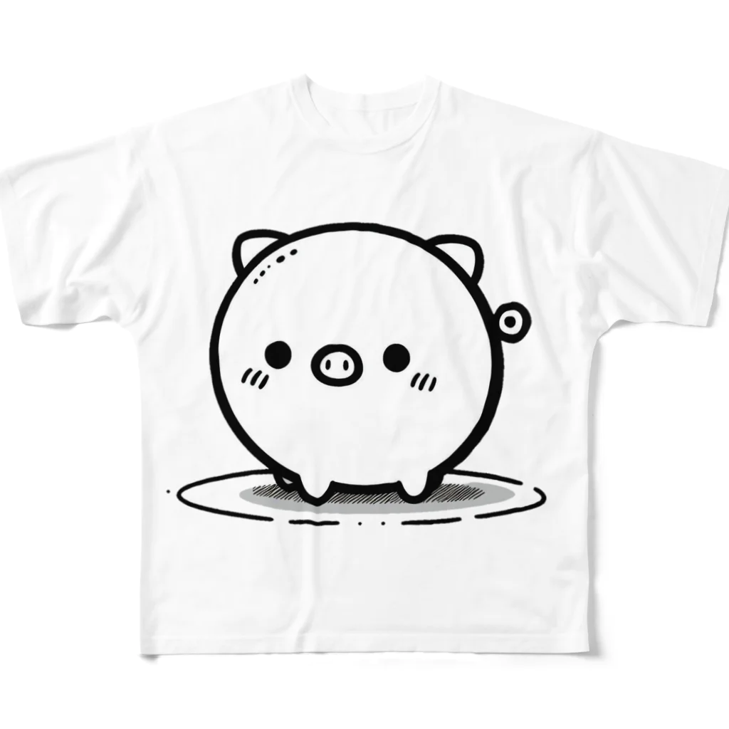 終わらない夢🌈のまんまる🐷ぶたちゃん😍 フルグラフィックTシャツ