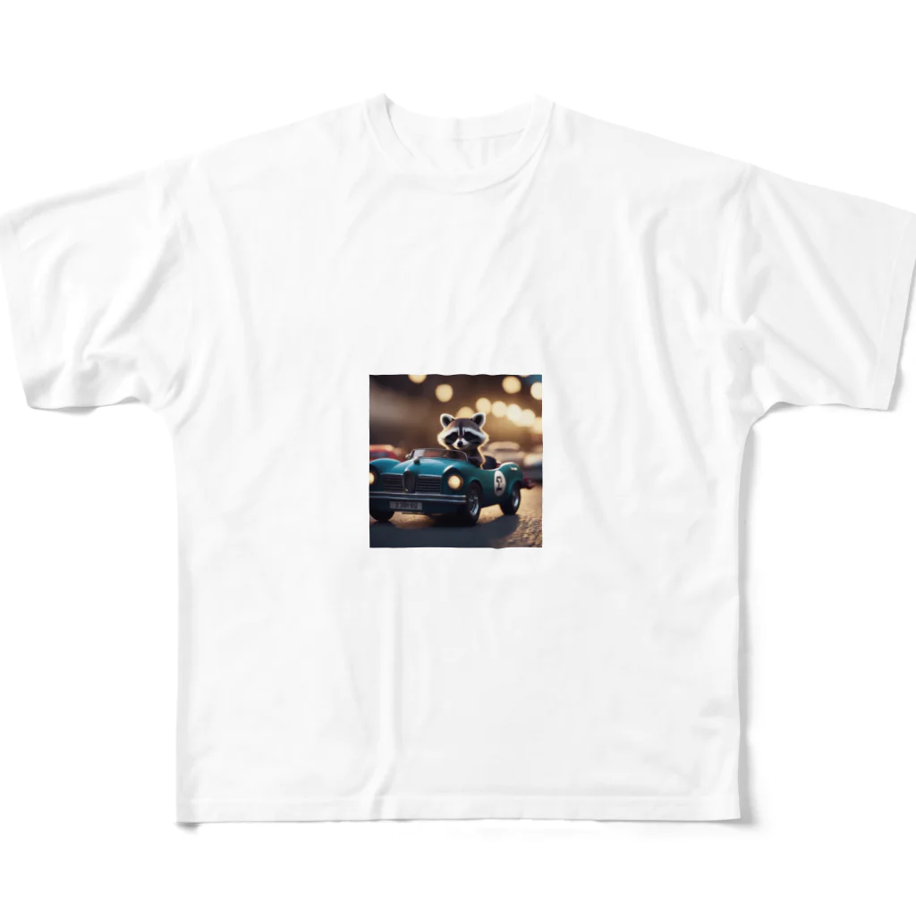 araiguma_shopのカーレースに参加しているアライグマ All-Over Print T-Shirt