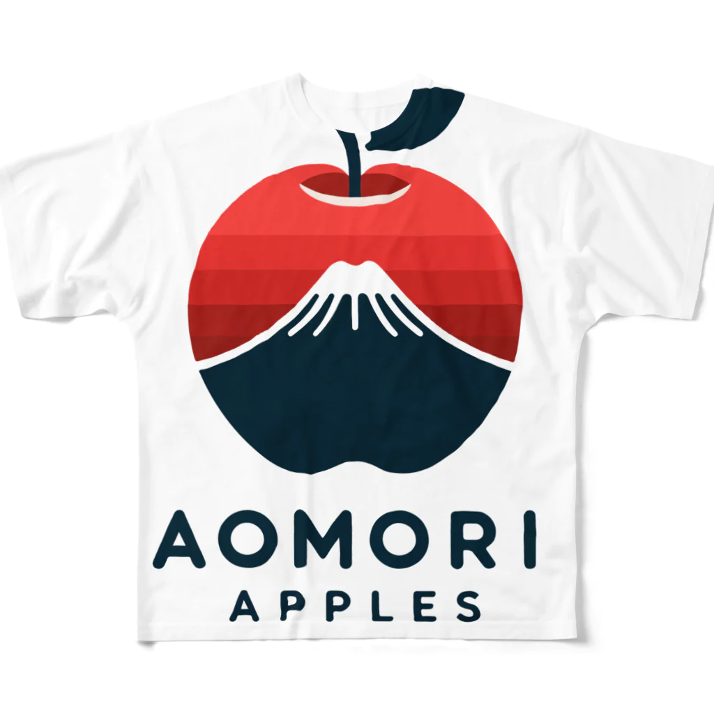 KUMACHOPのあおもりりんごと岩木山 All-Over Print T-Shirt