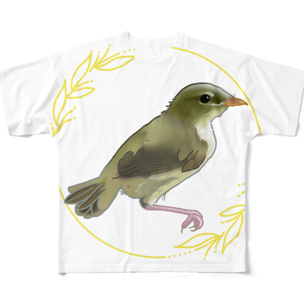 やちよ｜リアル鳥イラストのウグイスのヒナちゃん All-Over Print T-Shirt