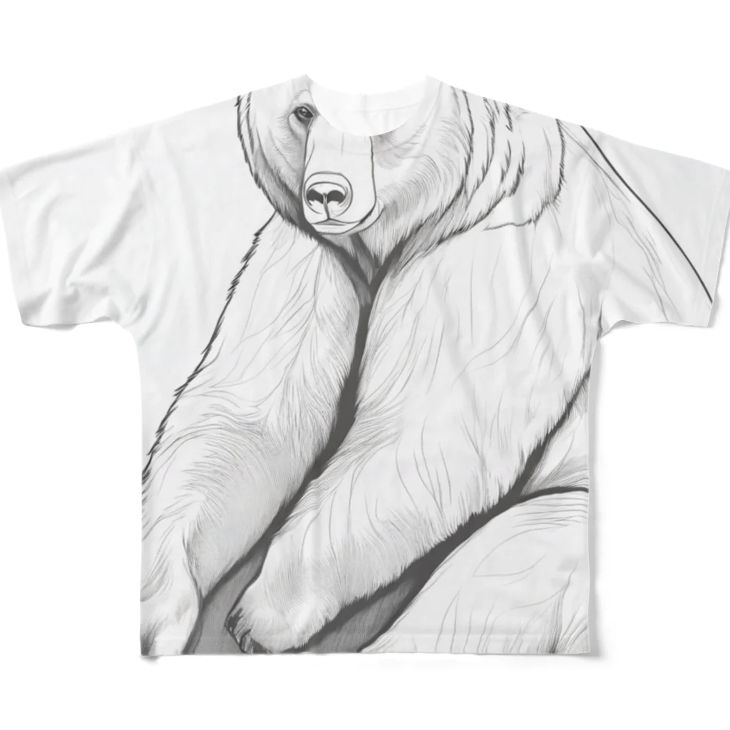 doctor-pizzaの考えるシロクマ　線画　シンプル All-Over Print T-Shirt