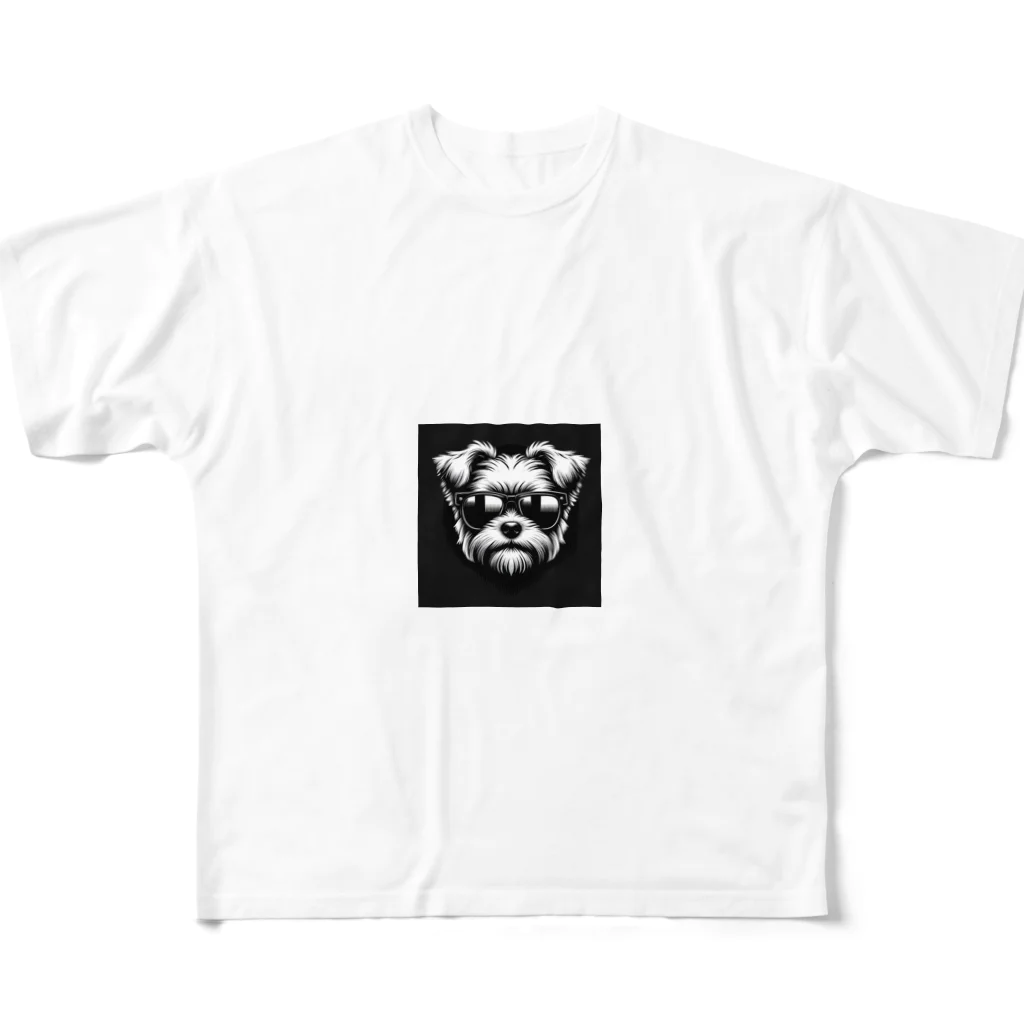 animalmahiaのイカつめなマルチーズ フルグラフィックTシャツ