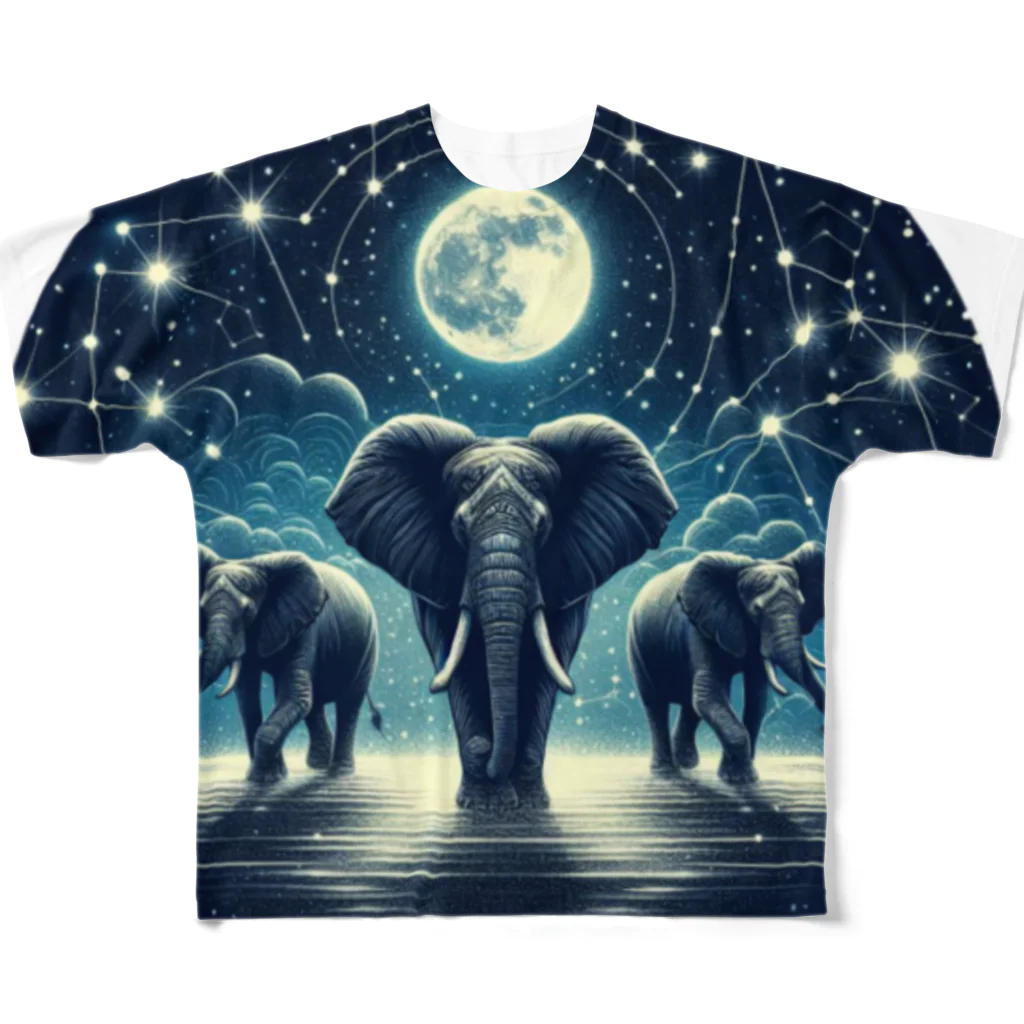 FUMYのNight  Elephant Symphonic フルグラフィックTシャツ