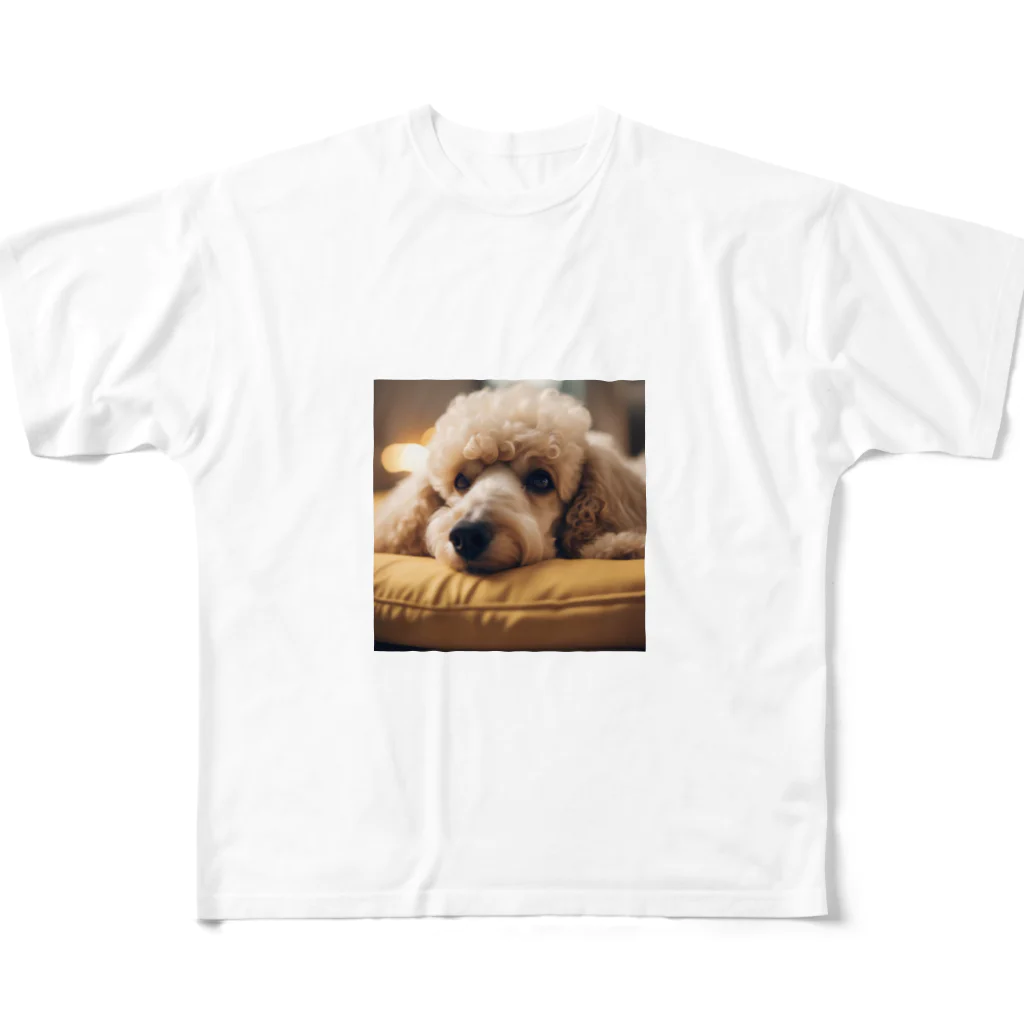 barkcutelyのリラックスプードル フルグラフィックTシャツ