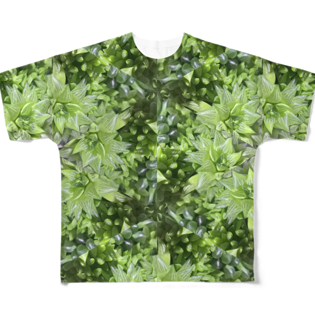 八十屋の多肉植物(ハオルチア) フルグラフィックTシャツ