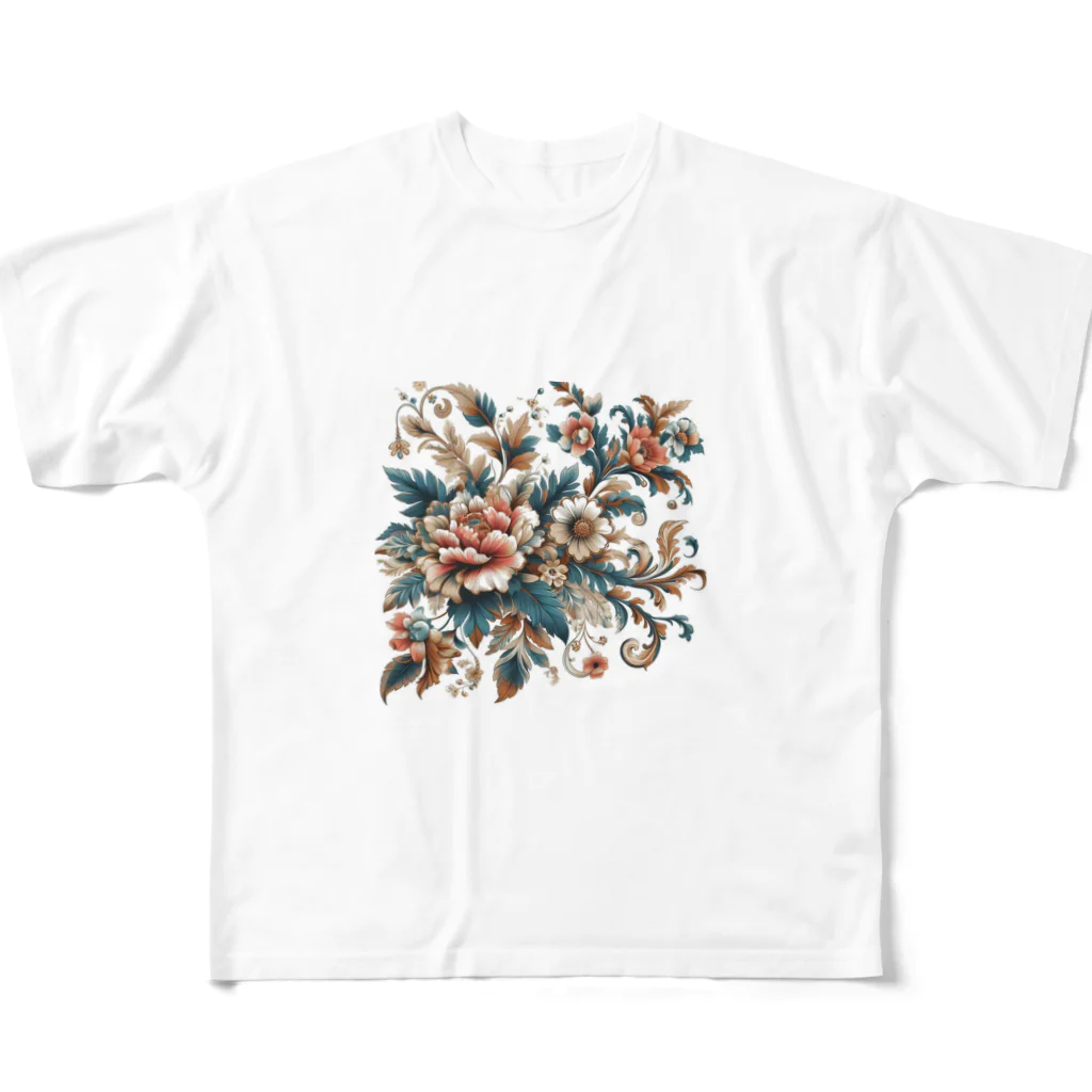 shopの花柄 フルグラフィックTシャツ