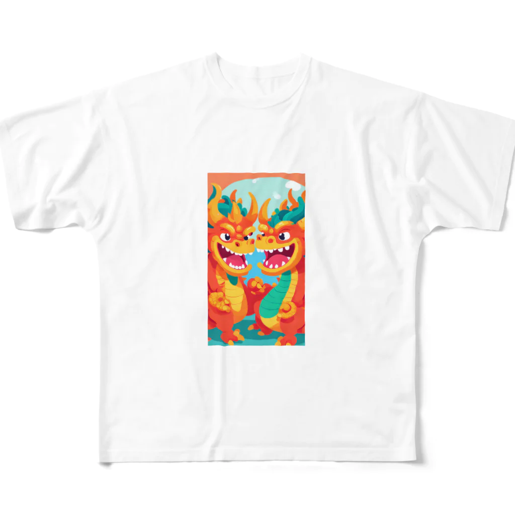 piyomingoの金運2倍✌️龍神くん All-Over Print T-Shirt