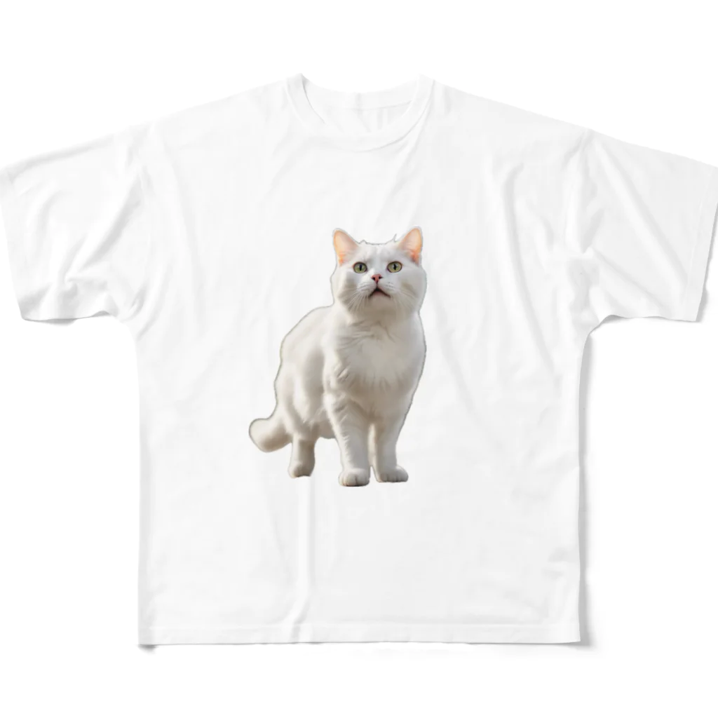 kiryu-mai創造設計の白猫ちゃん All-Over Print T-Shirt