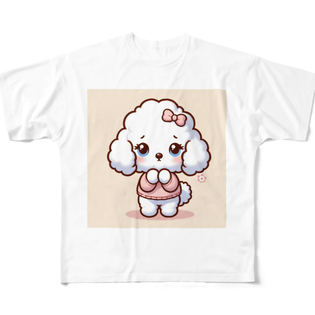 RyuReoの【ステッカー】ふわもこワンコ - うるうるver フルグラフィックTシャツ