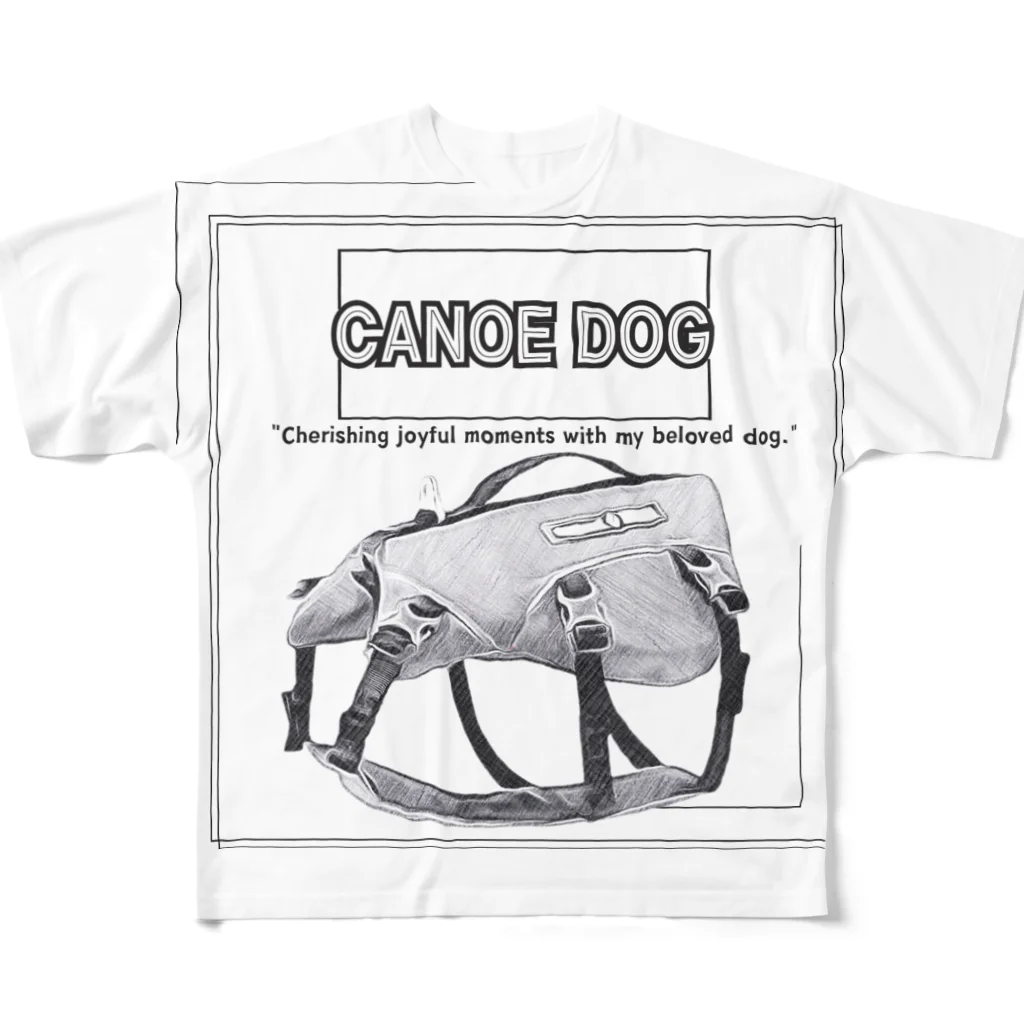 rokkakukikakuのCANOE　DOG　ライフジャケット フルグラフィックTシャツ