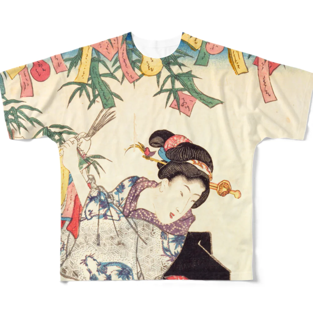 浮世絵ショップ のどぐろ　UKIYOE SHOP NODOGUROの七夕 豊歳五節句遊 / Tanabata Bountiful Year Five Festivals Play フルグラフィックTシャツ