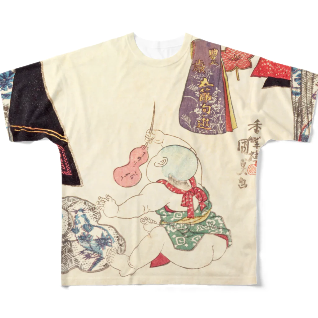 浮世絵ショップ のどぐろ　UKIYOE SHOP NODOGUROの赤ちゃん　七夕 豊歳五節句遊 / Tanabata Bountiful Year Five Festivals Play フルグラフィックTシャツ