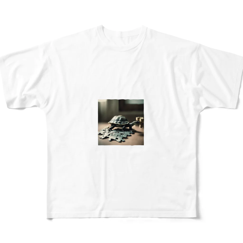 hinn-ketuの６、パズル大好きカメさん All-Over Print T-Shirt