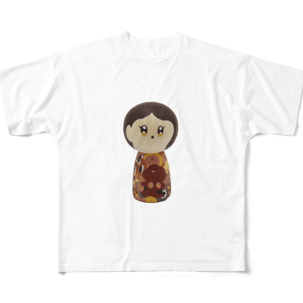 こけしガールズのこけしガールズ　セピアちゃん All-Over Print T-Shirt