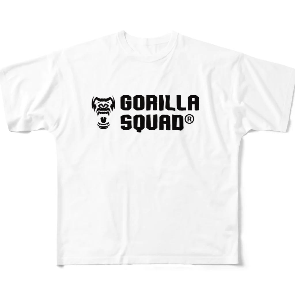 GORILLA SQUAD 公式ノベルティショップのGORILLA SQUAD ロゴ黒 フルグラフィックTシャツ