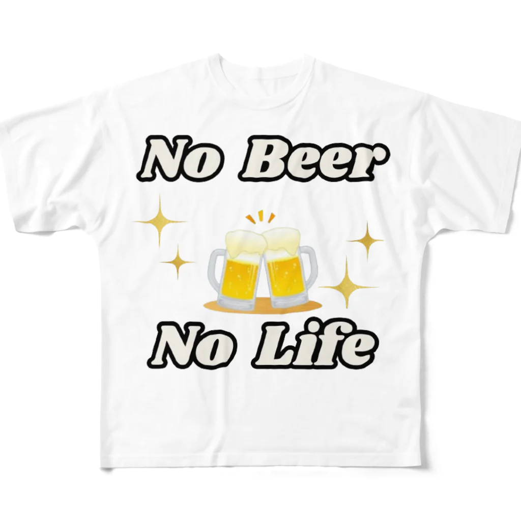 monkeyGのNO Beer　NO Life All-Over Print T-Shirt