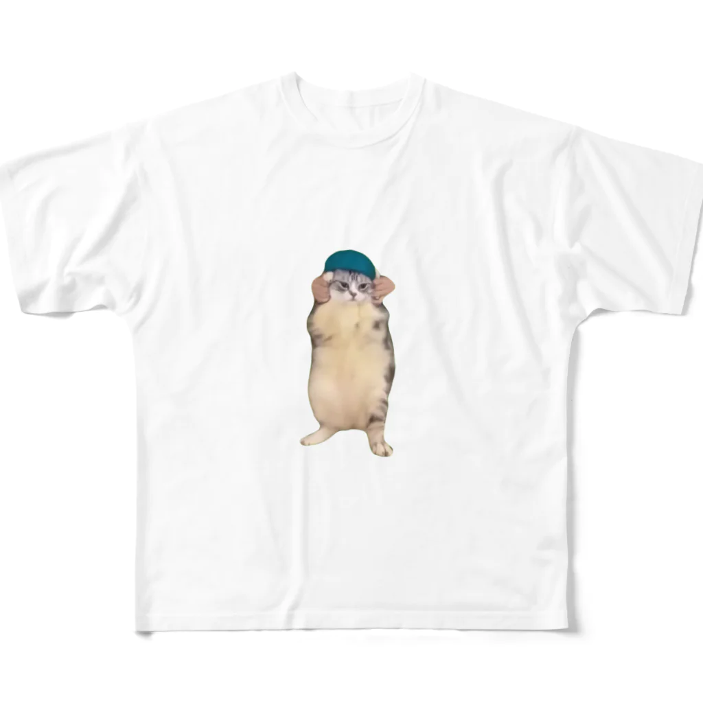 猫ミームグッズの【猫ミーム】DancingCat フルグラフィックTシャツ