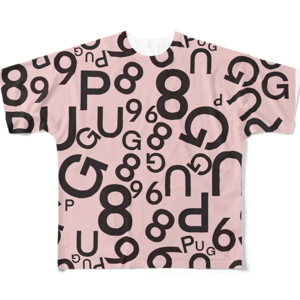 pug 89のパグ　ロゴ　 All-Over Print T-Shirt