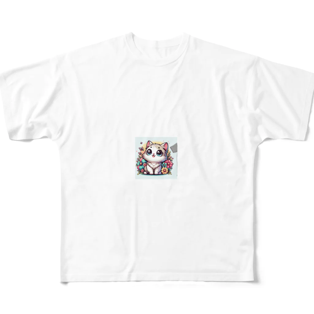 cc-akの可愛いいねこが目を輝かせています！ All-Over Print T-Shirt