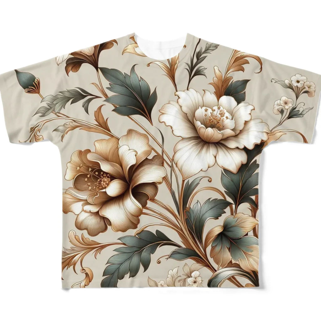 masa_innovatorのElegant Florals All-Over Print T-Shirt