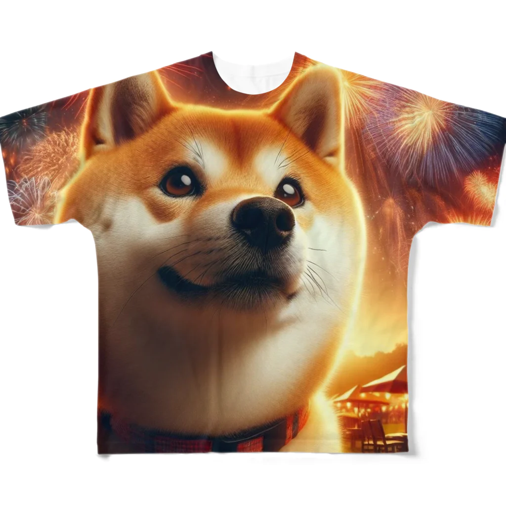 ANTARESの柴犬、花火を見る All-Over Print T-Shirt