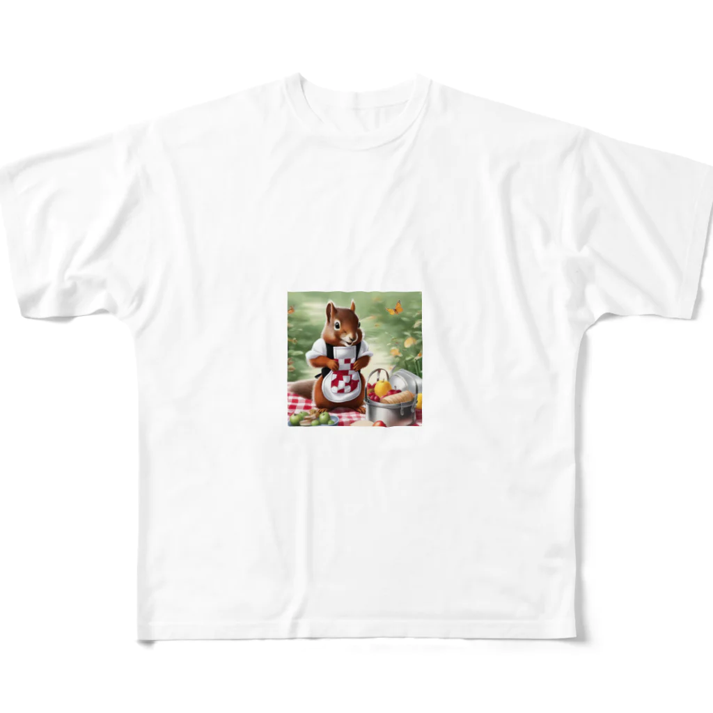 mari0909の可愛らしいシマリスのエプロン姿 All-Over Print T-Shirt