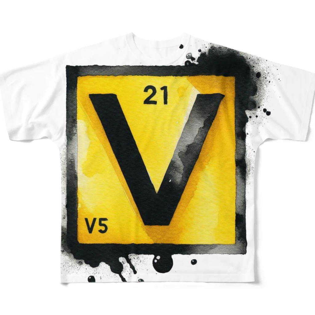 science closet（科学×ファッション）の元素シリーズ　~バナジウム V~ All-Over Print T-Shirt