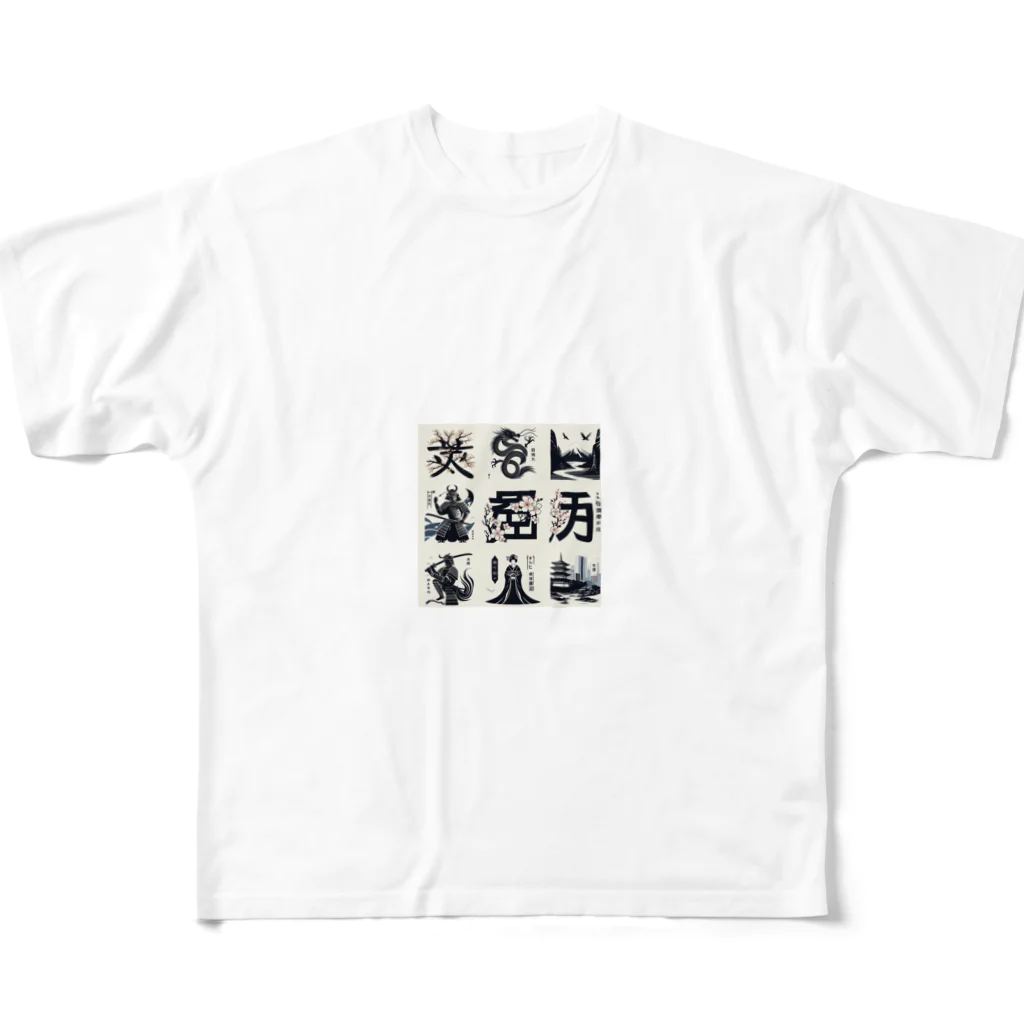 hanaKのKANJI japan フルグラフィックTシャツ