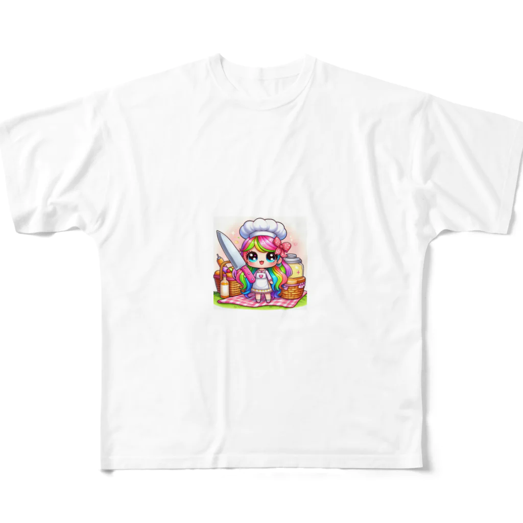 mitusan777の可愛い女の子が料理をしている様子が フルグラフィックTシャツ