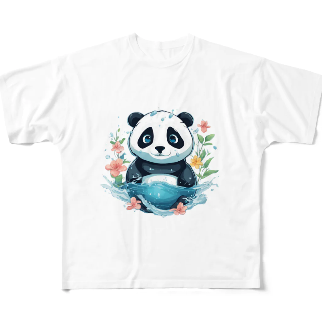 waterpandaの水中のパンダ フルグラフィックTシャツ