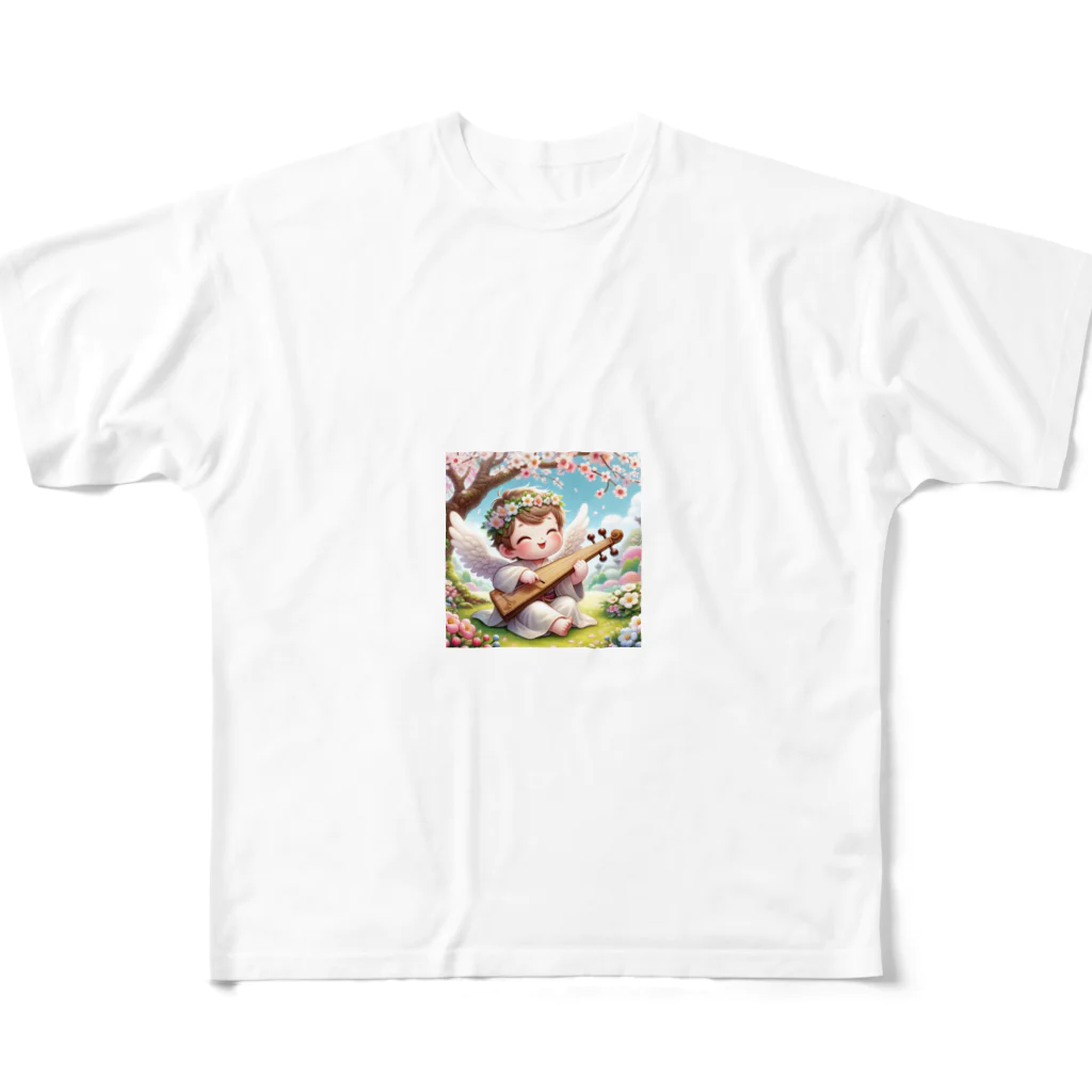 天使の館の琴を奏でる天使 All-Over Print T-Shirt