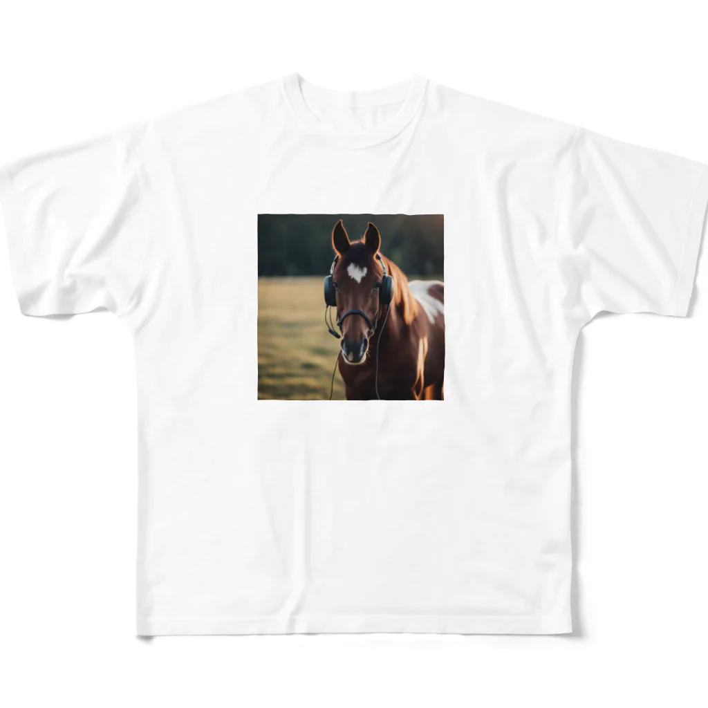 UDRUMSの音楽好きの馬 フルグラフィックTシャツ