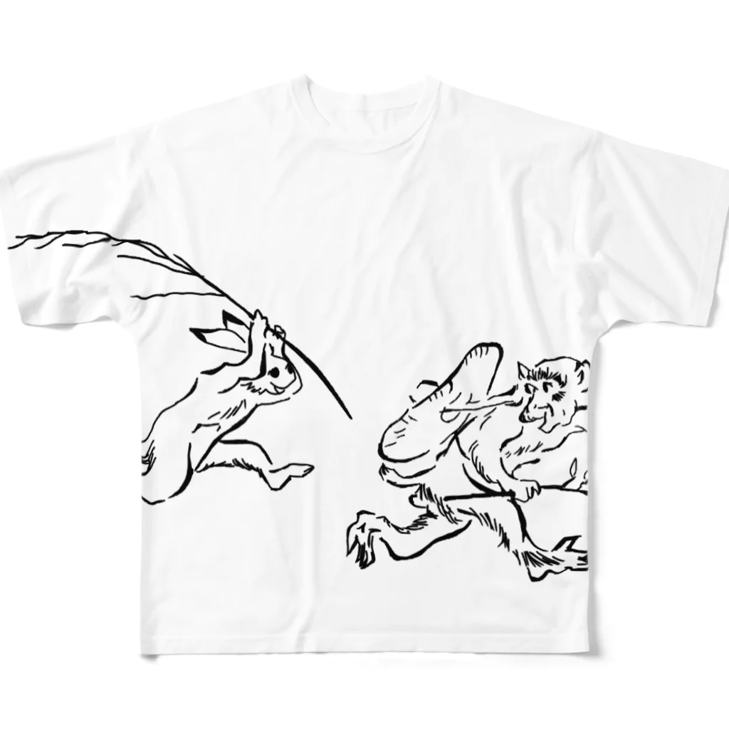 komonoyaの鳥獣戯画 フルグラフィックTシャツ