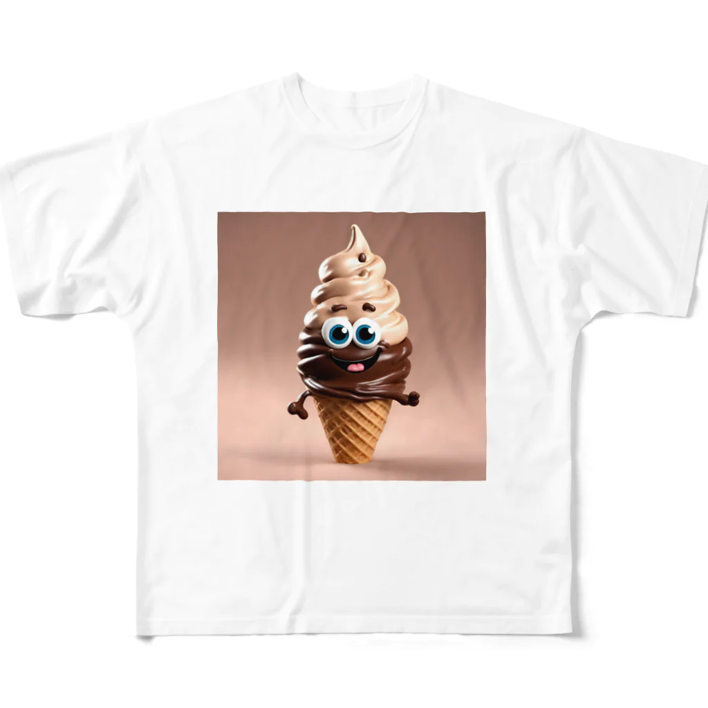 mogmogokawaryのチョコソフトくん フルグラフィックTシャツ