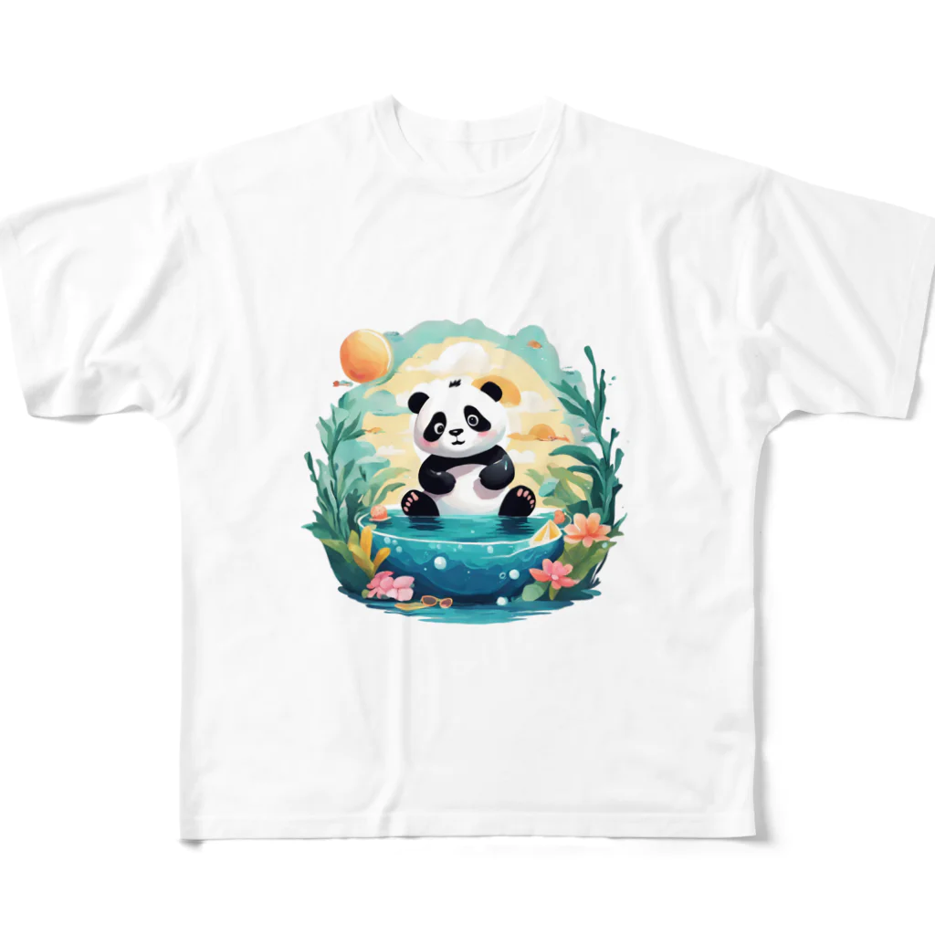 waterpandaの水辺のパンダ フルグラフィックTシャツ