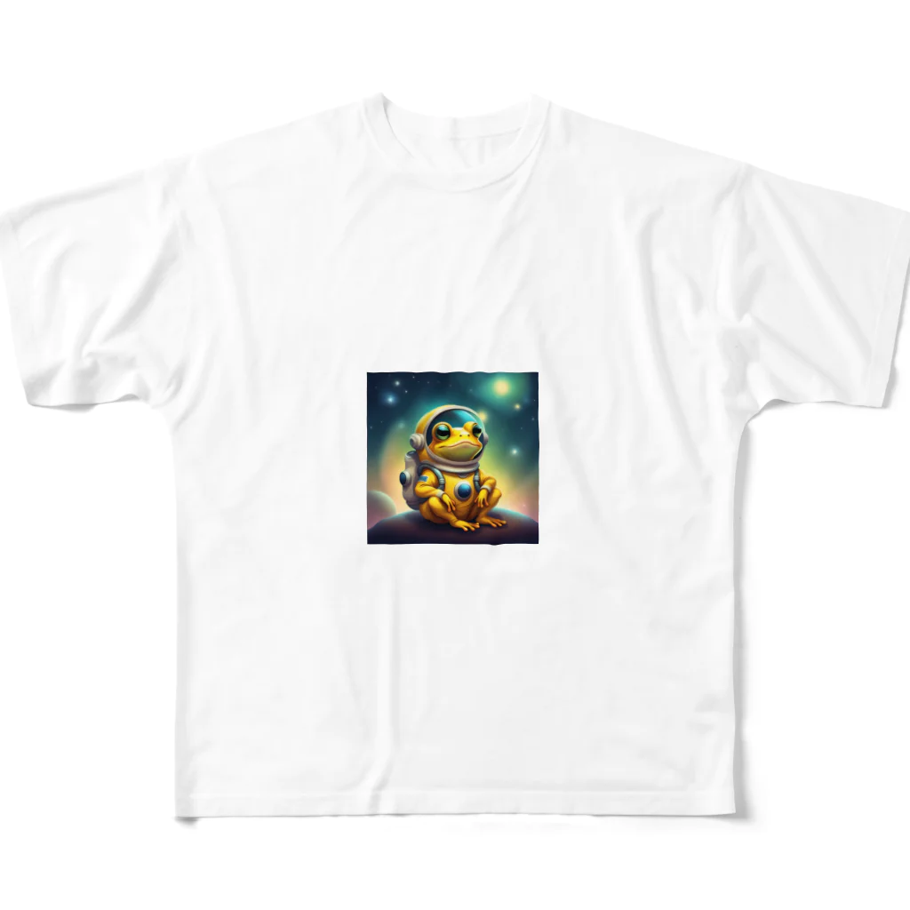 開運！黄色いものたちのカエルの宇宙飛行士 All-Over Print T-Shirt